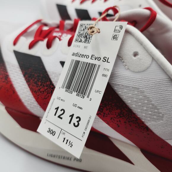 Mens Size 12 Adidas Running Shoes Adizero Evo SL NC State Low White Red JQ4571